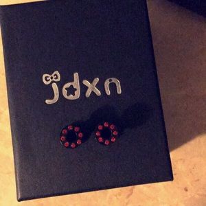 2 gauge Black Stainless Steel Red CZ Tunnels/Plugs